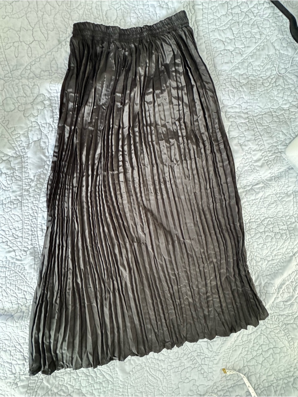 🔥3/$15 Kathie Lee Pleated Satin style Maxi Skirt - black XL